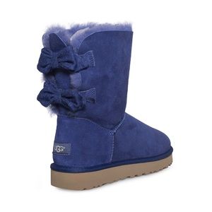 UGG Brigette Bailey Bow Blue Suede Short Boots NIB